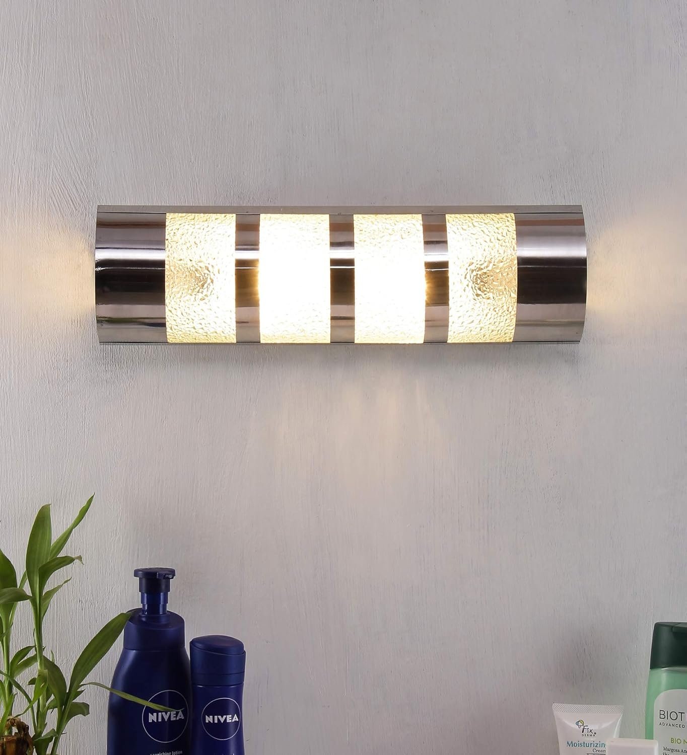 Off White Steel Stripes Bathroom Light for Wash Basin/Mirror