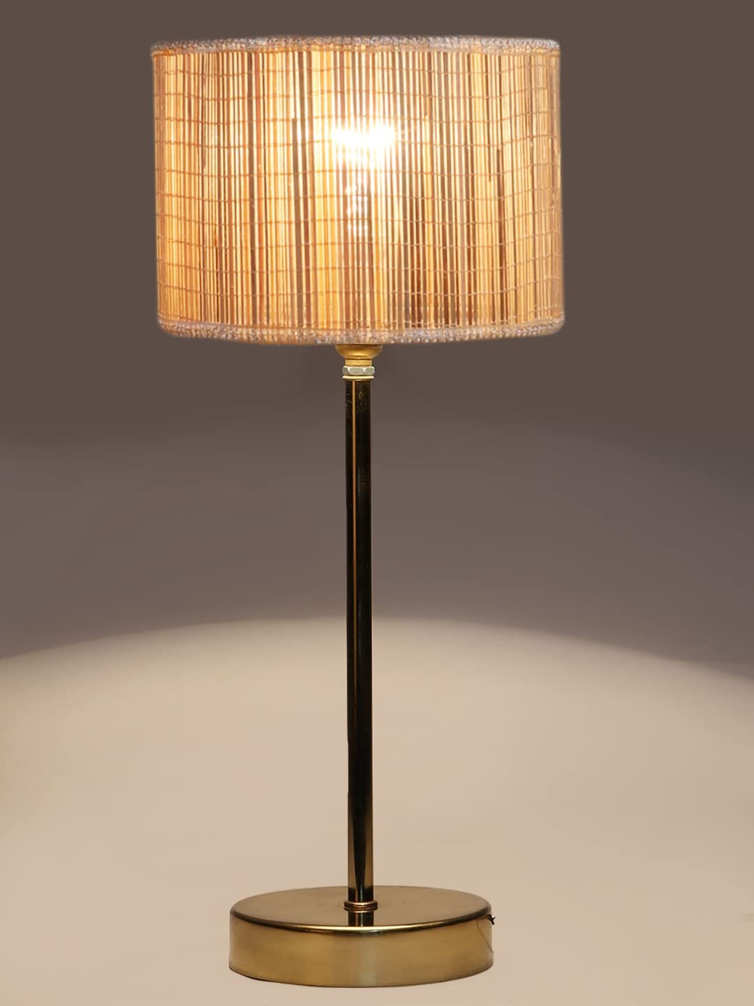 Bamboo Shade with Metal Gold Table Lamp (A)
