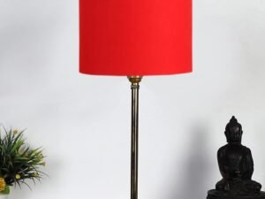 Red Cotton with Metal Gold Table Lamp (E)