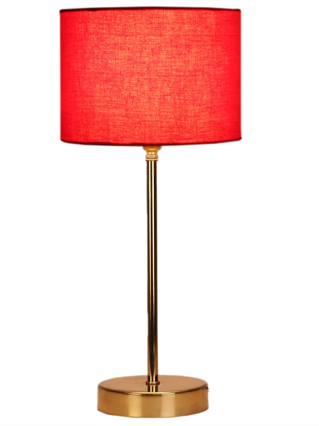 Red Cotton with Metal Gold Table Lamp (E)