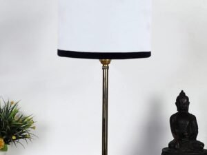 White & Black Cotton with Metal Gold Table Lamp (I)