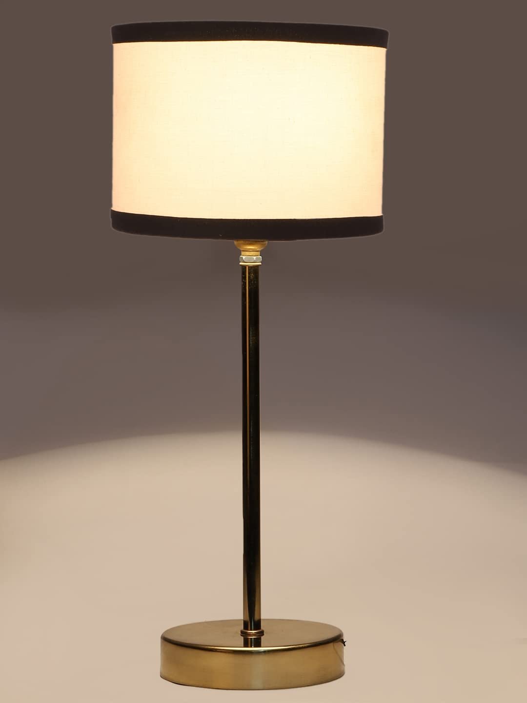 White & Black Cotton with Metal Gold Table Lamp (I)