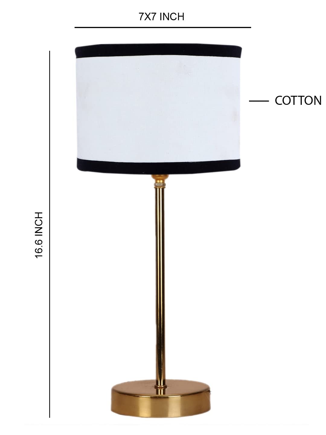 White & Black Cotton with Metal Gold Table Lamp (I)