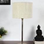 White Jute with Metal Gold Table Lamp (K)