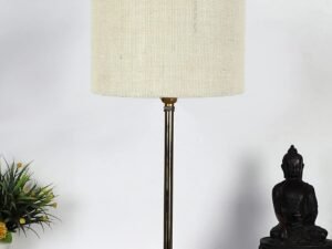 White Jute with Metal Gold Table Lamp (K)