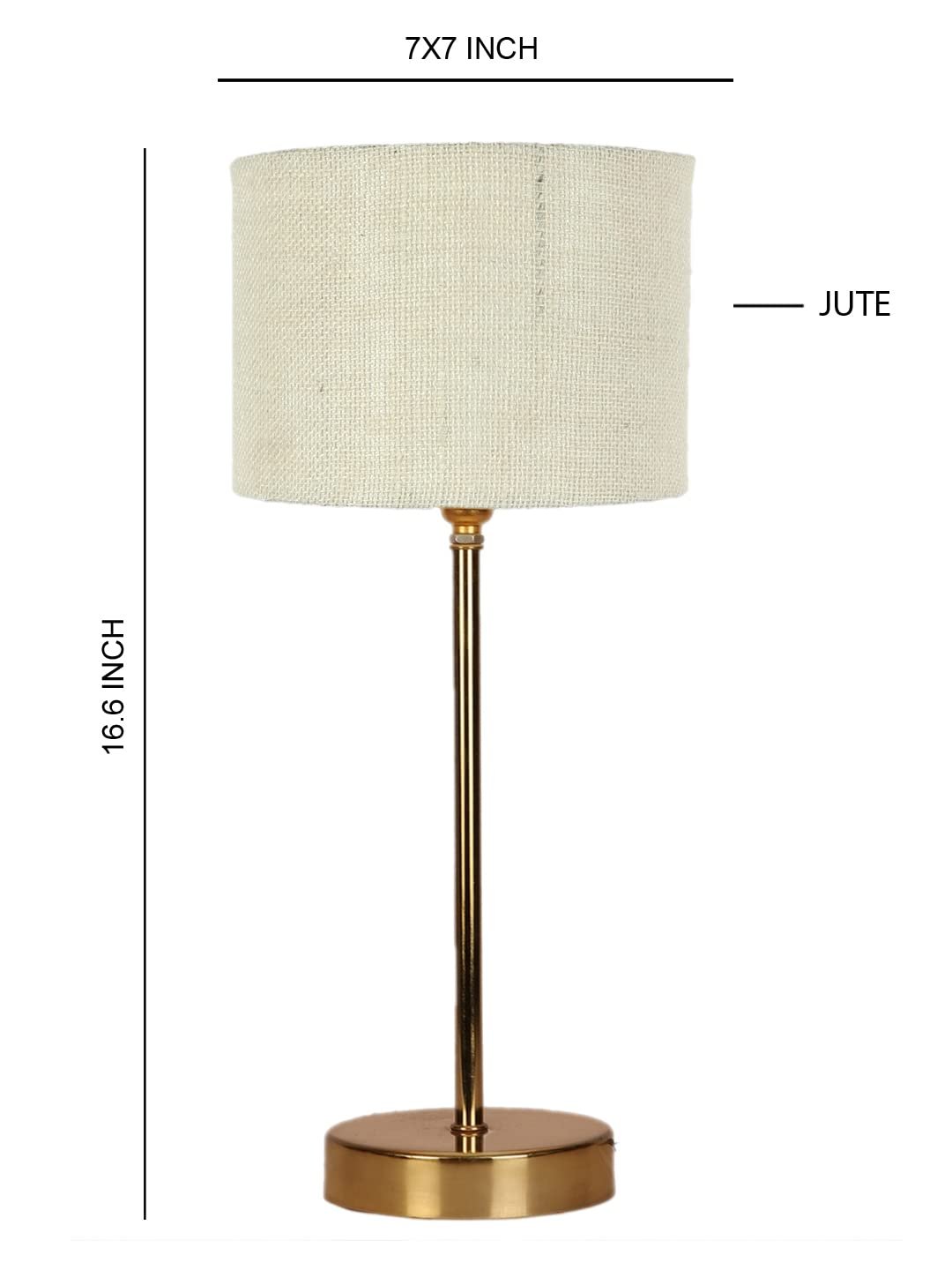White Jute with Metal Gold Table Lamp (K)