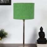 Green Jute with Metal Gold Table Lamp(Q)