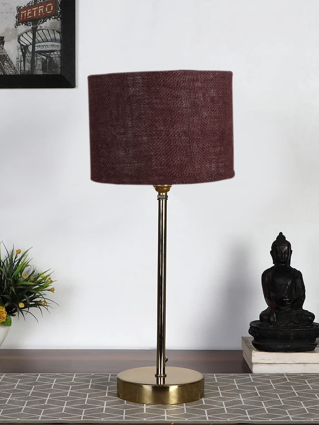 Brown Jute with Metal Gold Table Lamp(S)