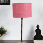 Pink Jute with Metal Gold Table Lamp(AC)