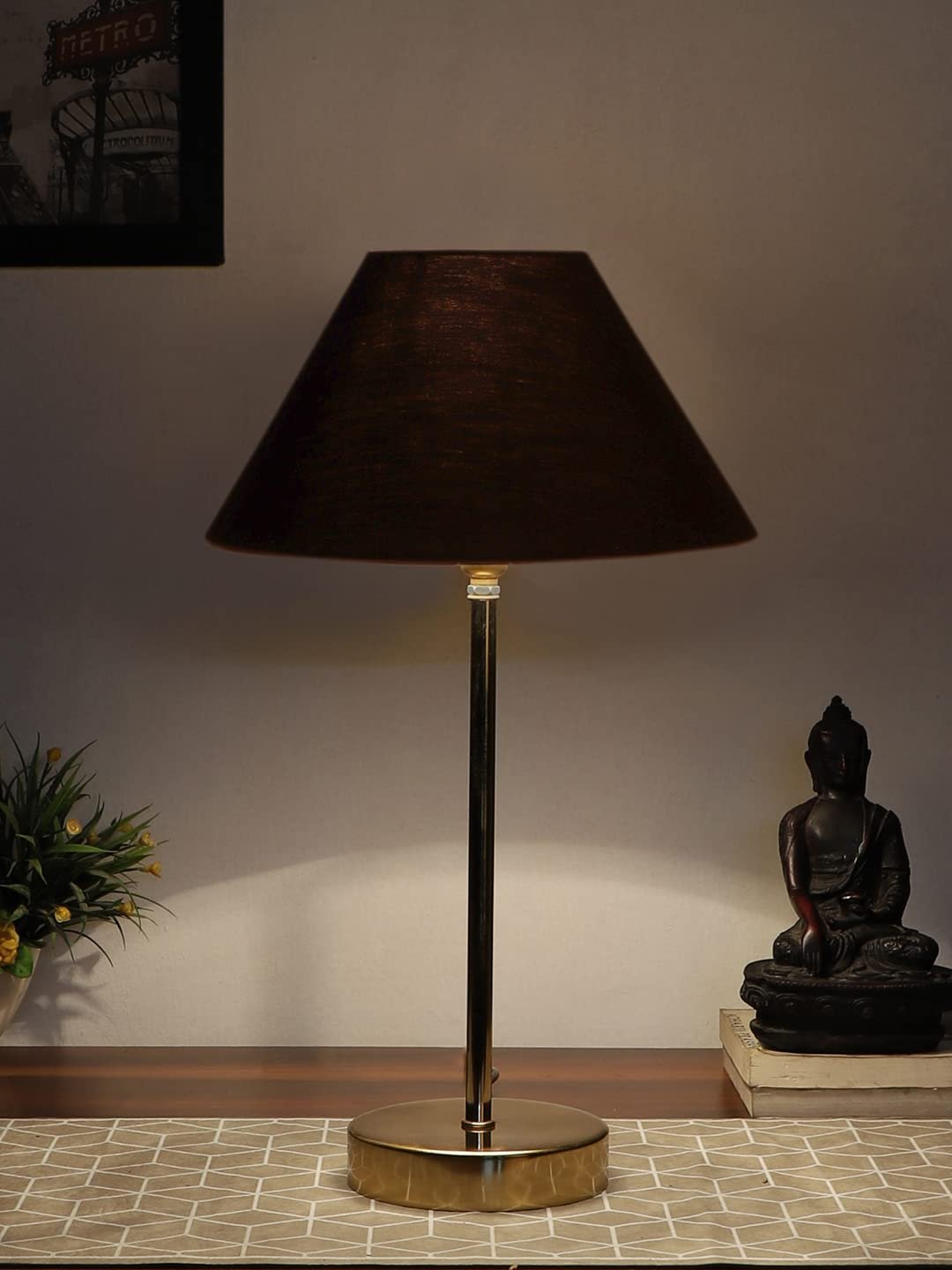 Black Cotton with Metal Gold Table Lamp(AE)