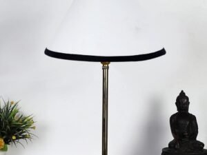 White & Black Cotton with Metal Gold Table Lamp-AS