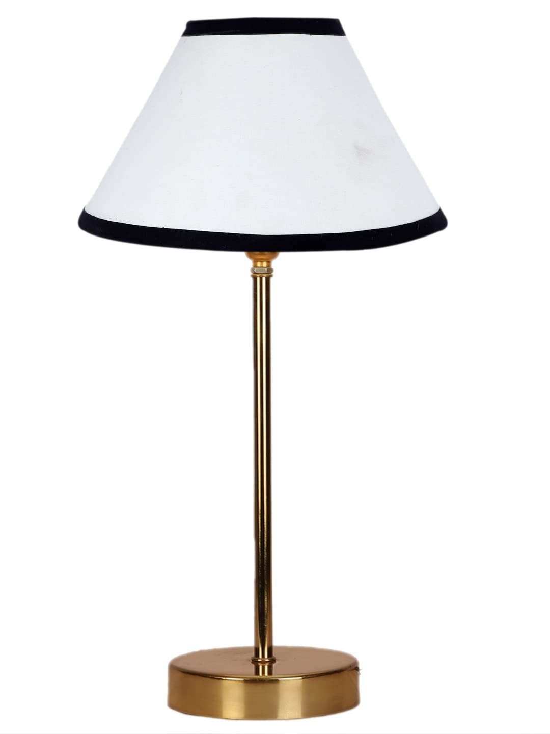White & Black Cotton with Metal Gold Table Lamp-AS
