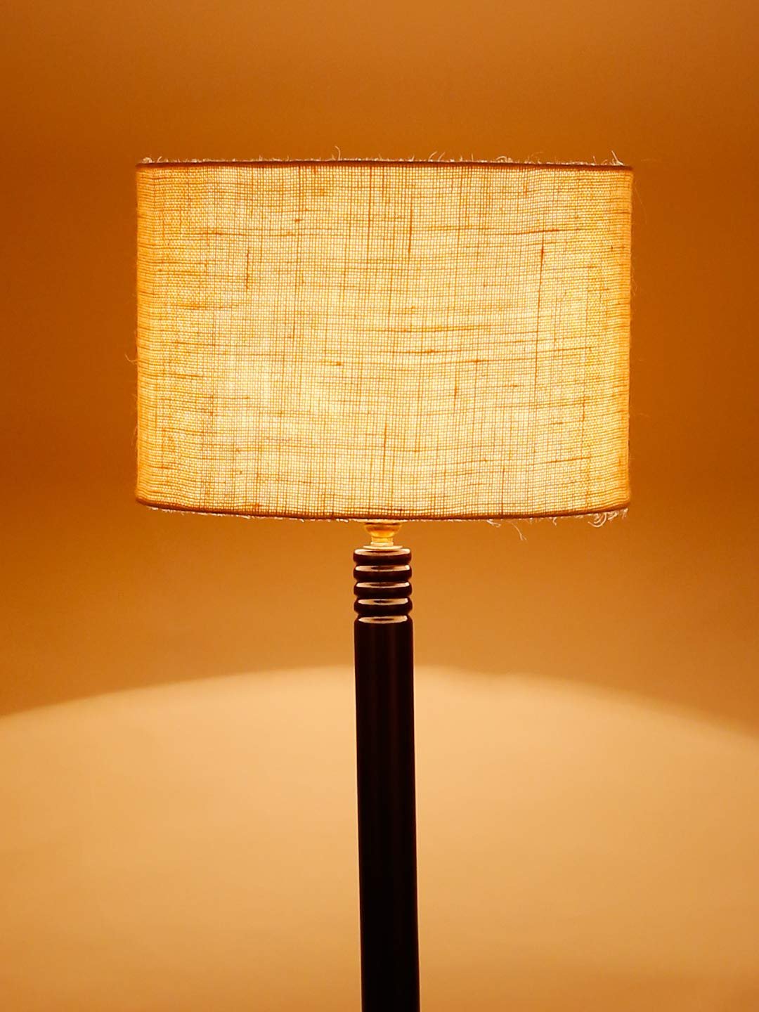 White Jute Drum Shade Wood Brown Table Floor lamp
