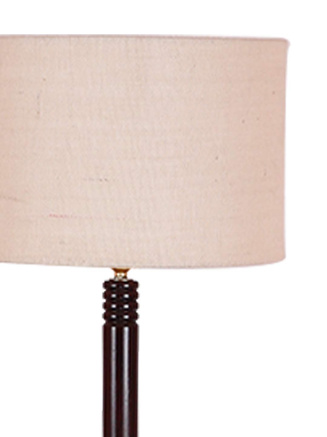 White Jute Drum Shade Wood Brown Table Floor lamp