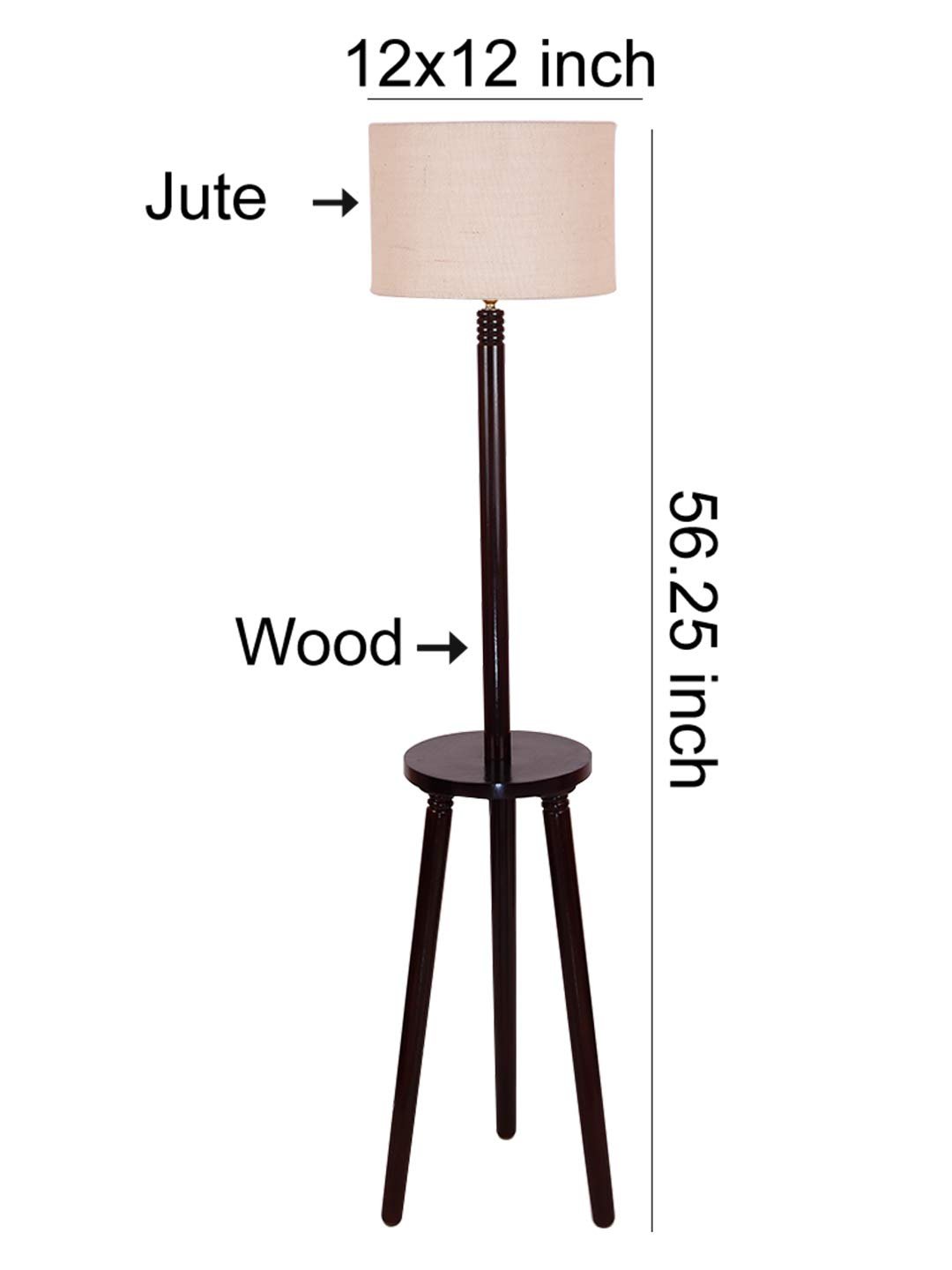 White Jute Drum Shade Wood Brown Table Floor lamp