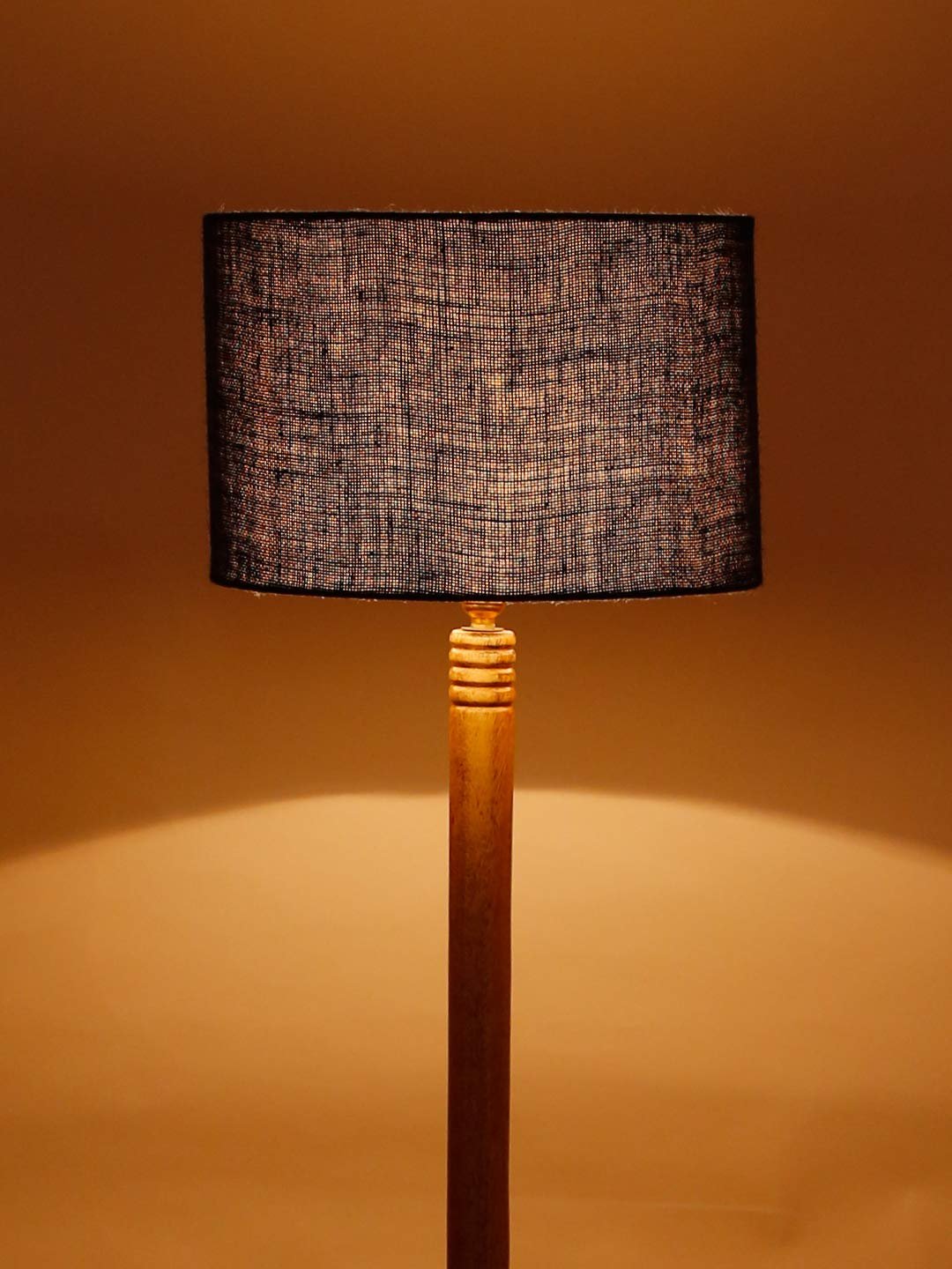 Blue Jute Drum Shade Wood Natural Table Floor lamp