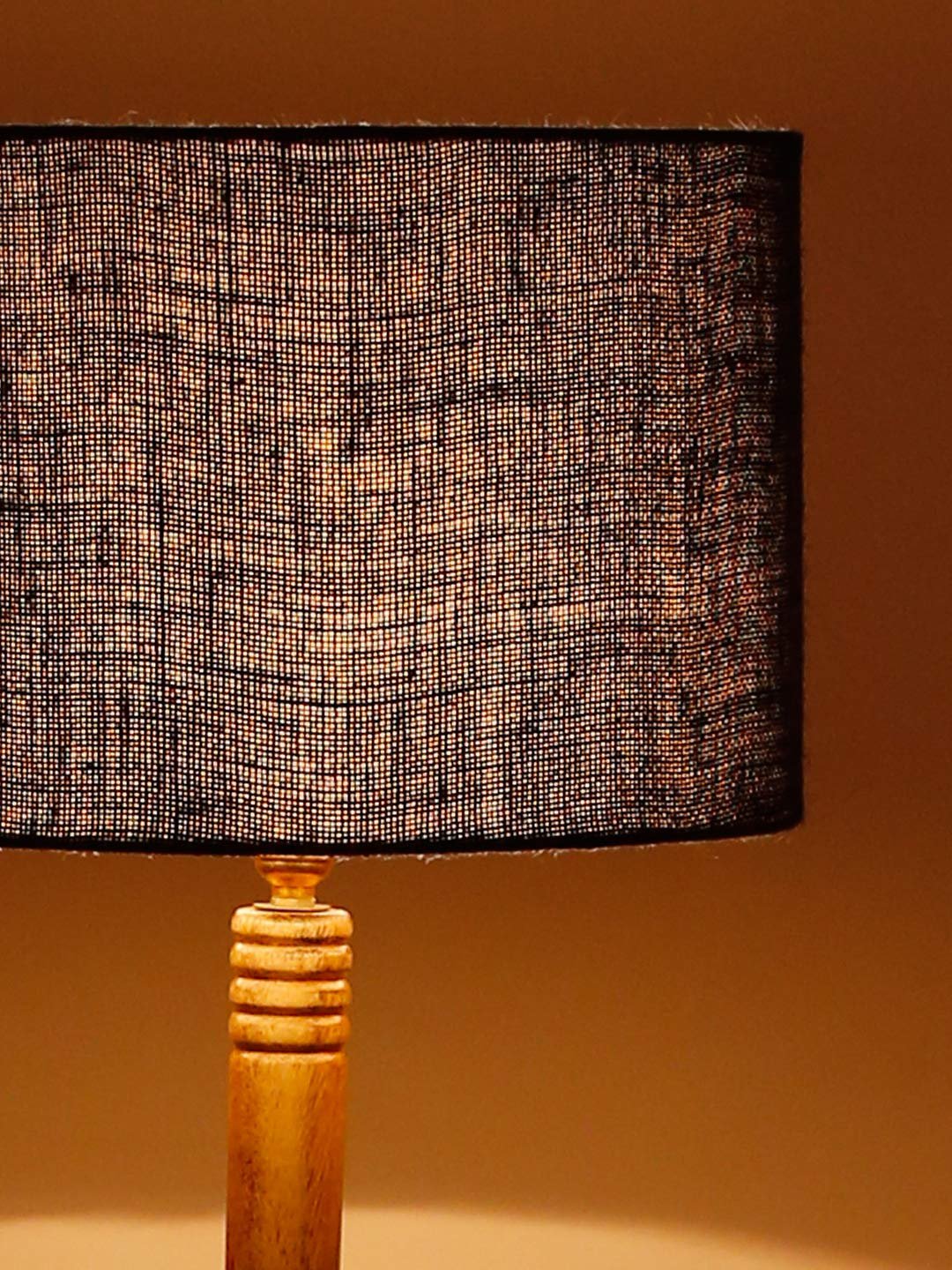 Blue Jute Drum Shade Wood Natural Table Floor lamp