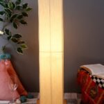 Off-White Square Cotton Shade Floor lamp with Wood Base .(Off-White,Cotton)