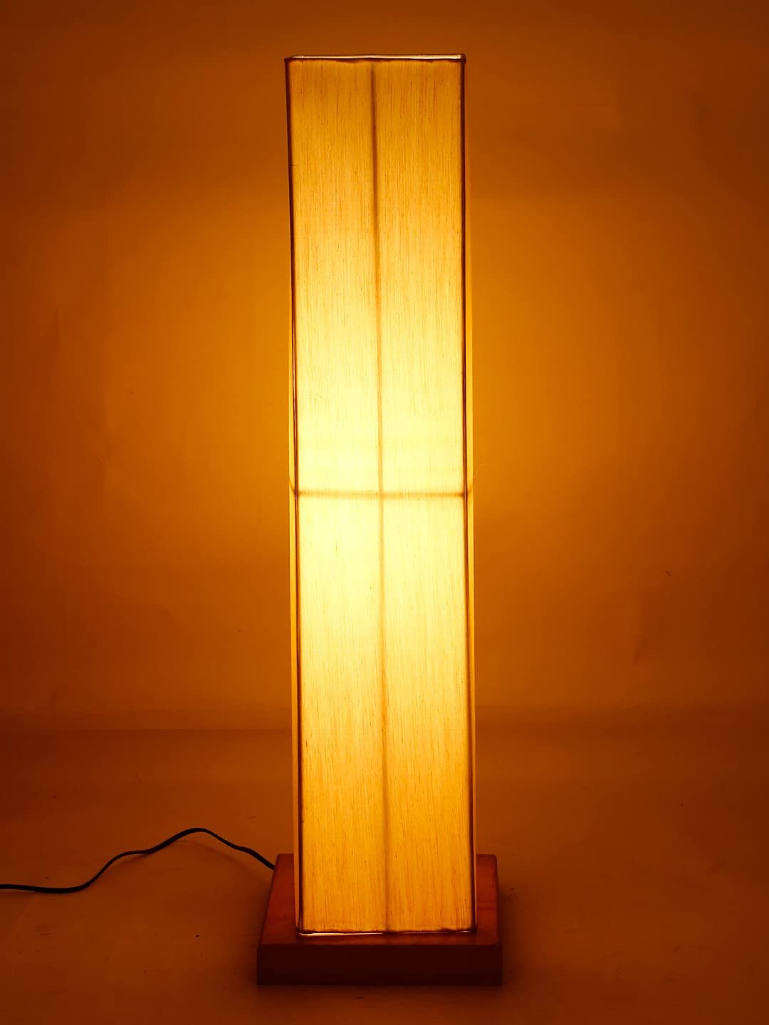 Off-White Square Cotton Shade Floor lamp with Wood Base .(Off-White,Cotton)