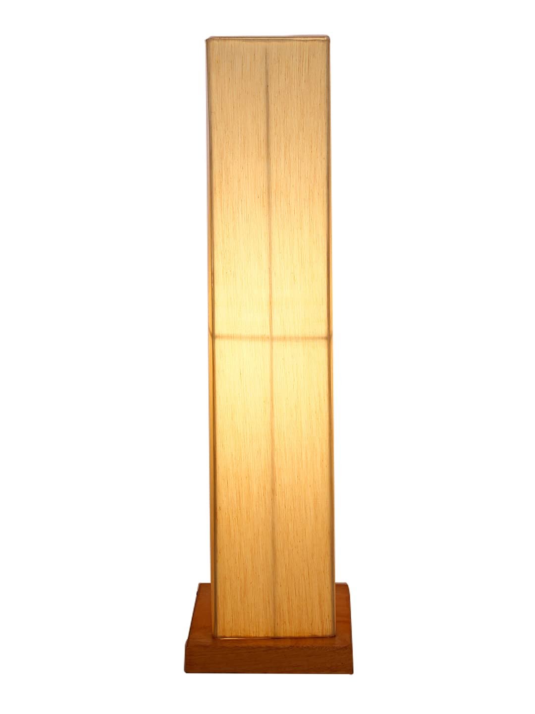 Off-White Square Cotton Shade Floor lamp with Wood Base .(Off-White,Cotton)