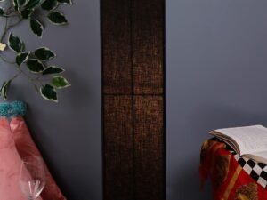 Black Square Cotton Shade Floor lamp with Wood Base .(Black,Cotton)