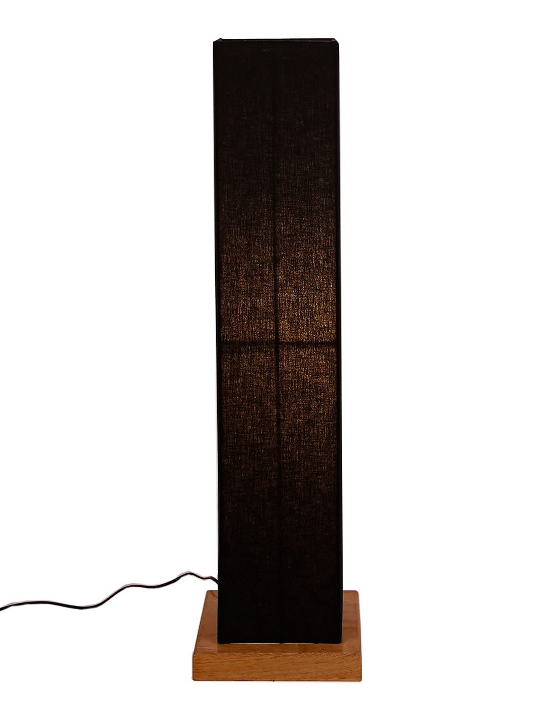 Black Square Cotton Shade Floor lamp with Wood Base .(Black,Cotton)