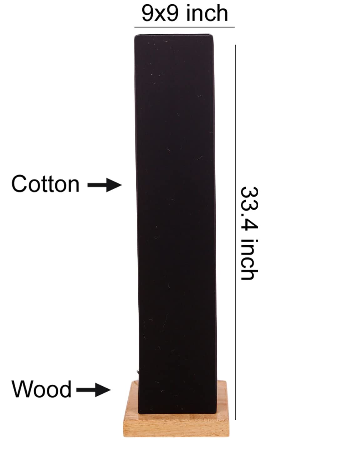 Black Square Cotton Shade Floor lamp with Wood Base .(Black,Cotton)