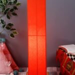 Orange Square Cotton Shade Floor lamp with Wood Base .(Orange,Cotton)