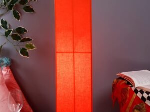 Orange Square Cotton Shade Floor lamp with Wood Base .(Orange,Cotton)