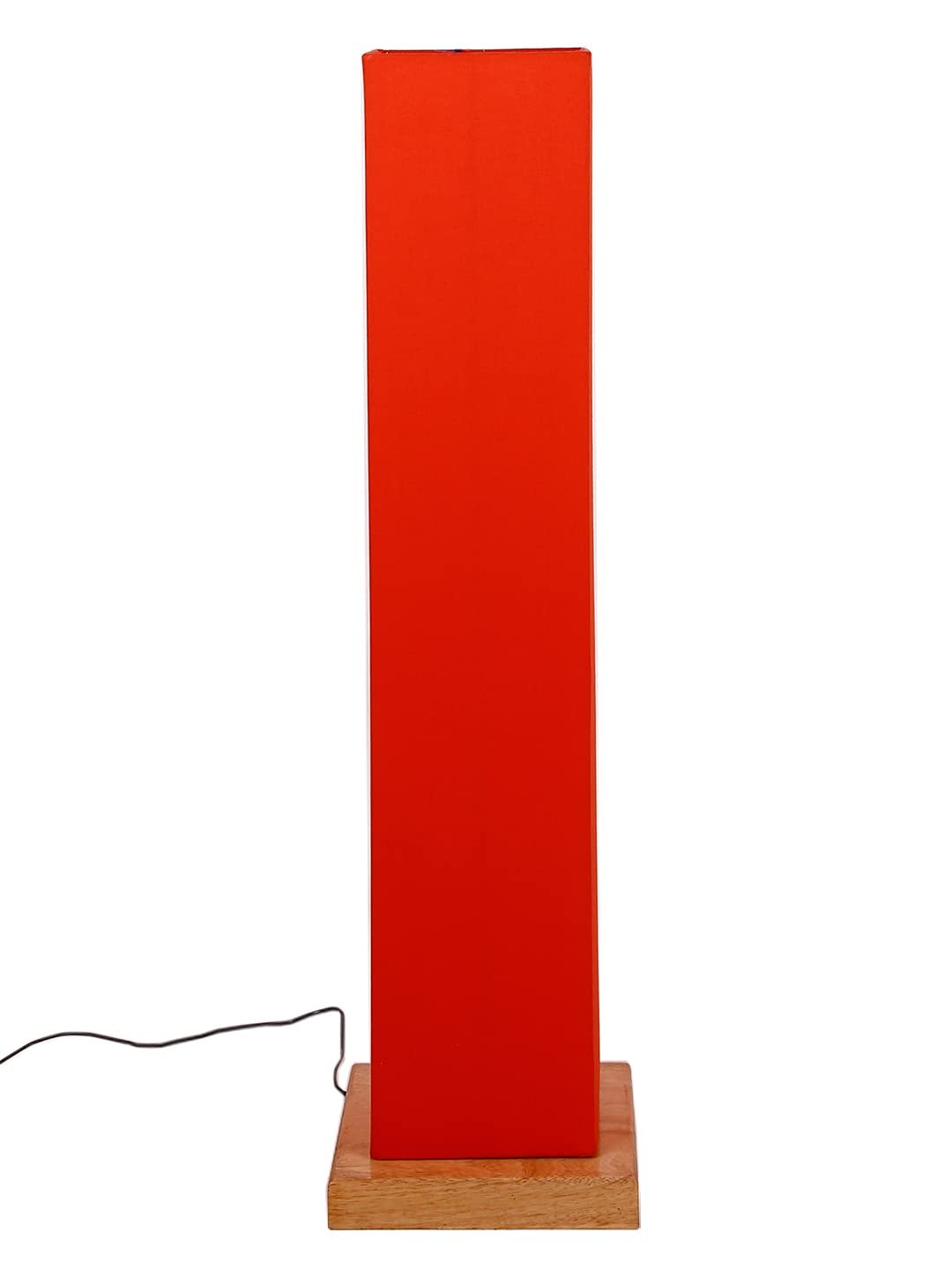 Orange Square Cotton Shade Floor lamp with Wood Base .(Orange,Cotton)