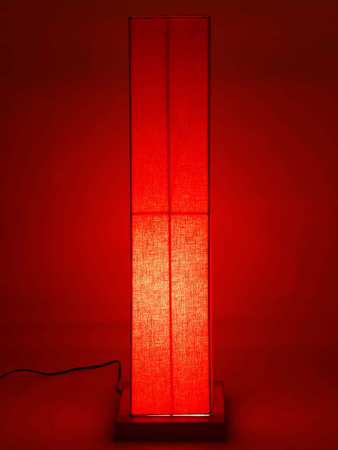 Orange Square Cotton Shade Floor lamp with Wood Base .(Orange,Cotton)