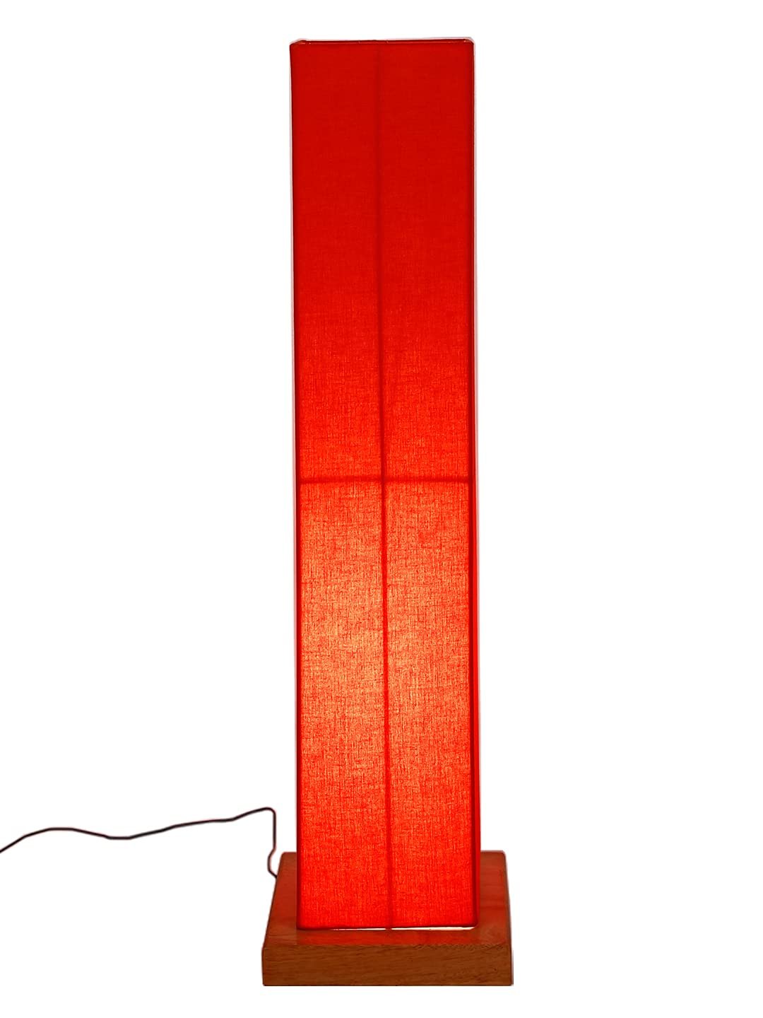 Orange Square Cotton Shade Floor lamp with Wood Base .(Orange,Cotton)