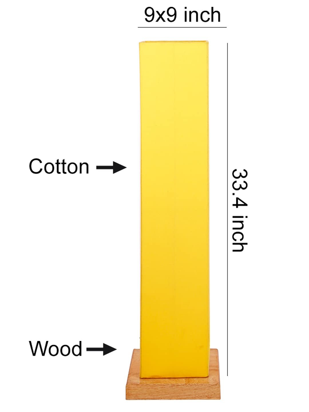 Yellow Square Cotton Shade Floor lamp with Wood Base .(Yellow,Cotton)