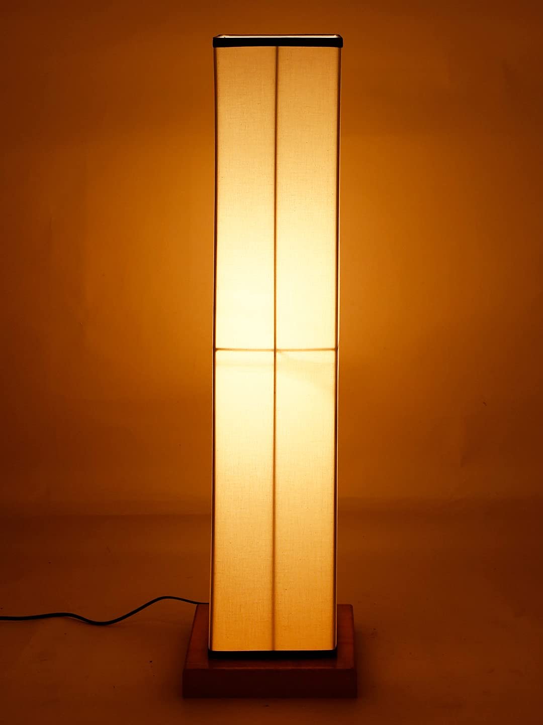 Multicolor Square Cotton Shade Floor lamp with Wood Base .(Multicolor,Cotton)