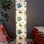 Multicolor Square Cotton Shade Floor lamp with Wood Base .(Multicolor, Cotton)