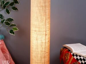 Beige Jute Round Shade Floor lamp with Wood Base .(Beige,Jute)