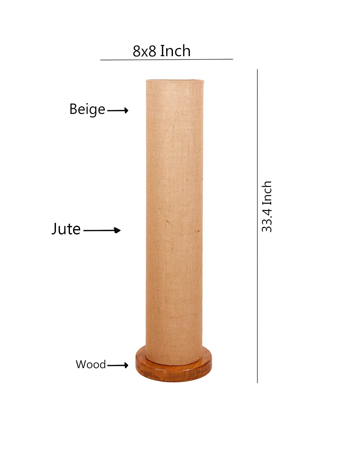 Beige Jute Round Shade Floor lamp with Wood Base .(Beige,Jute)
