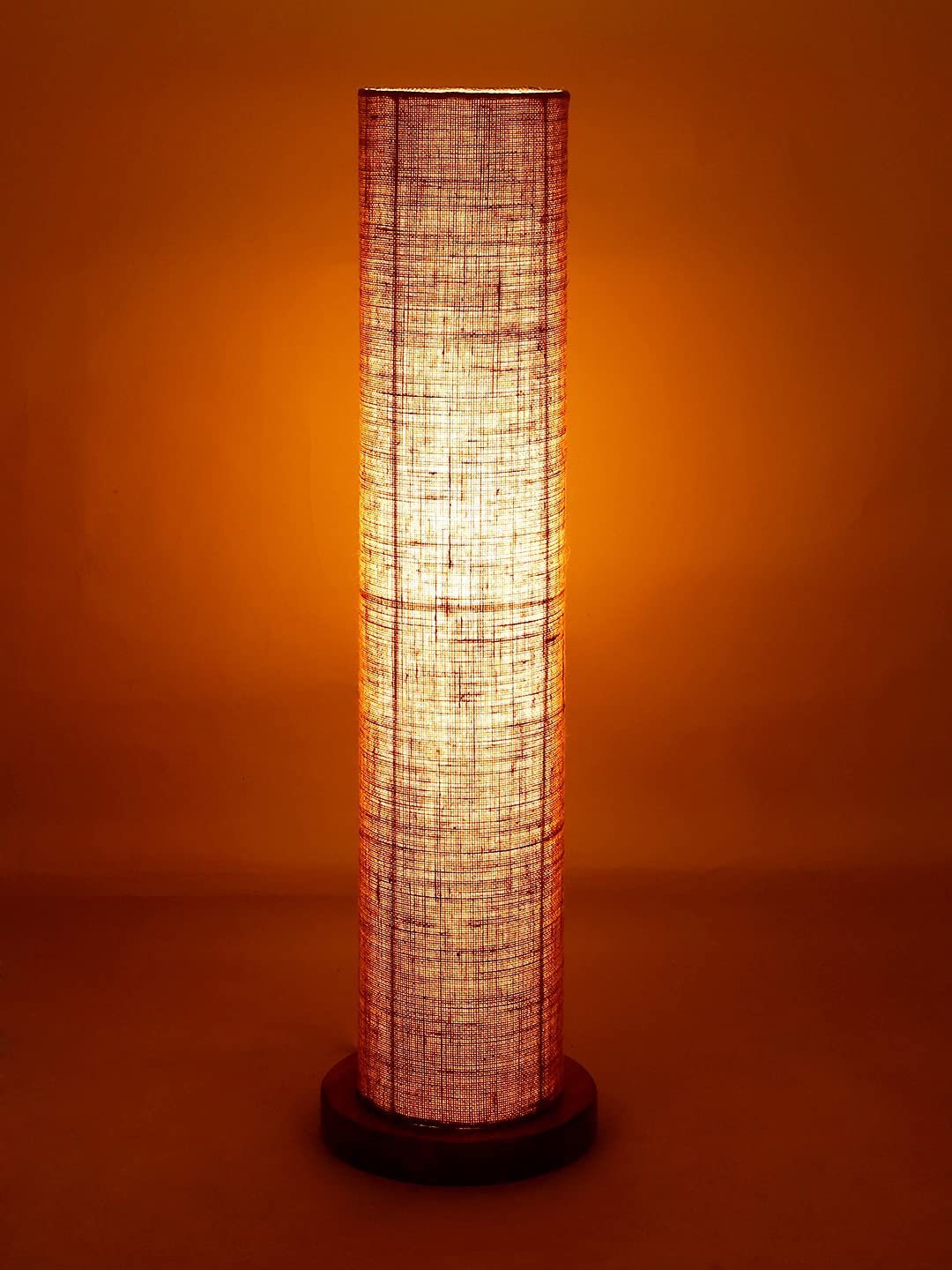Beige Jute Round Shade Floor lamp with Wood Base .(Beige,Jute)