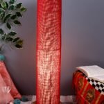 Maroon Jute Round Shade Floor lamp with Wood Base .(Maroon,Jute)