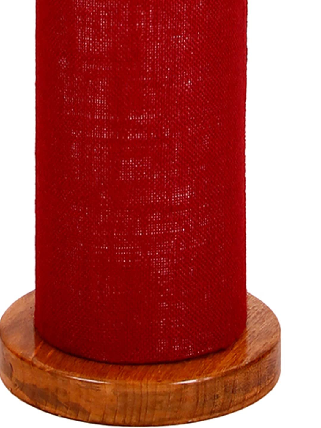 Maroon Jute Round Shade Floor lamp with Wood Base .(Maroon,Jute)