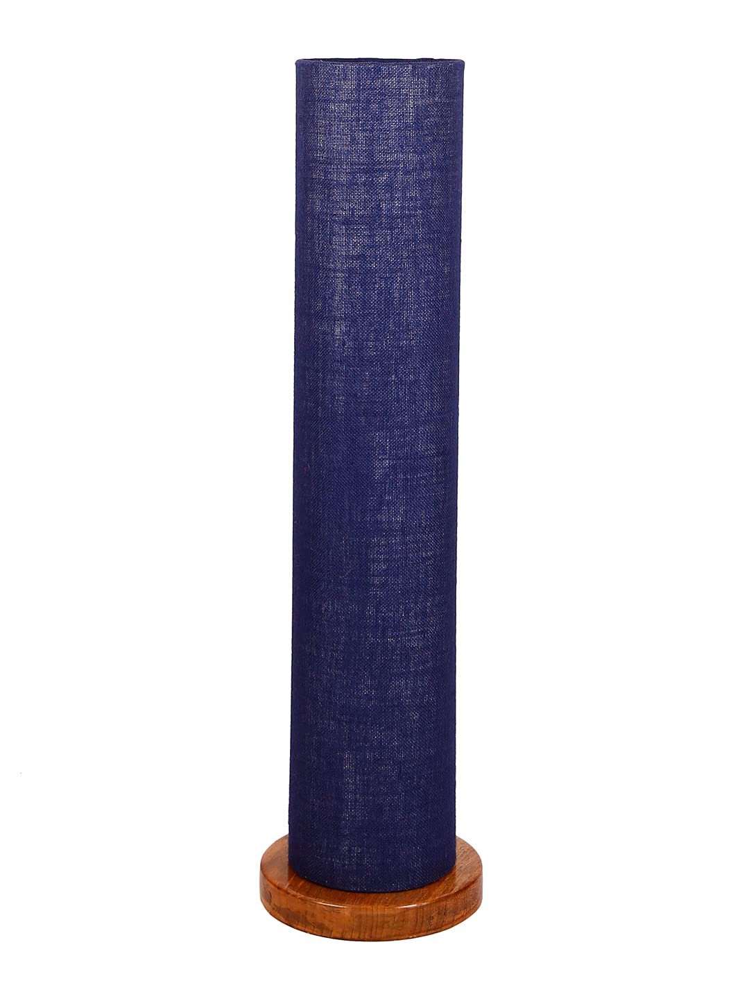 Blue Jute Round Shade Floor lamp with Wood Base .(Blue,Jute)
