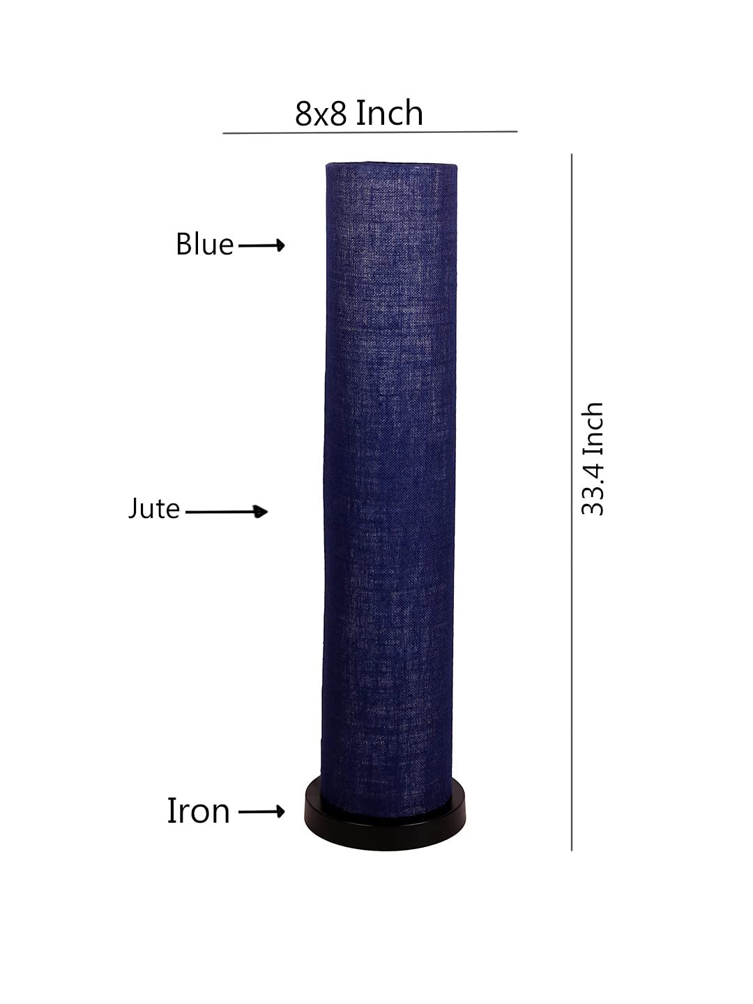 Blue Jute Round Shade Floor lamp with Black Iron Base