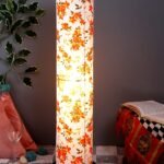 Multicolor Round Cotton Shade Floor lamp with Black Iron Base D677