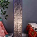 Blue Jute Square Shade Floor lamp with Black Iron Base