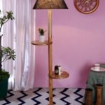 Blue Jute Wooden Floor Shelf Lamp -31-(14×55.75inches) –
