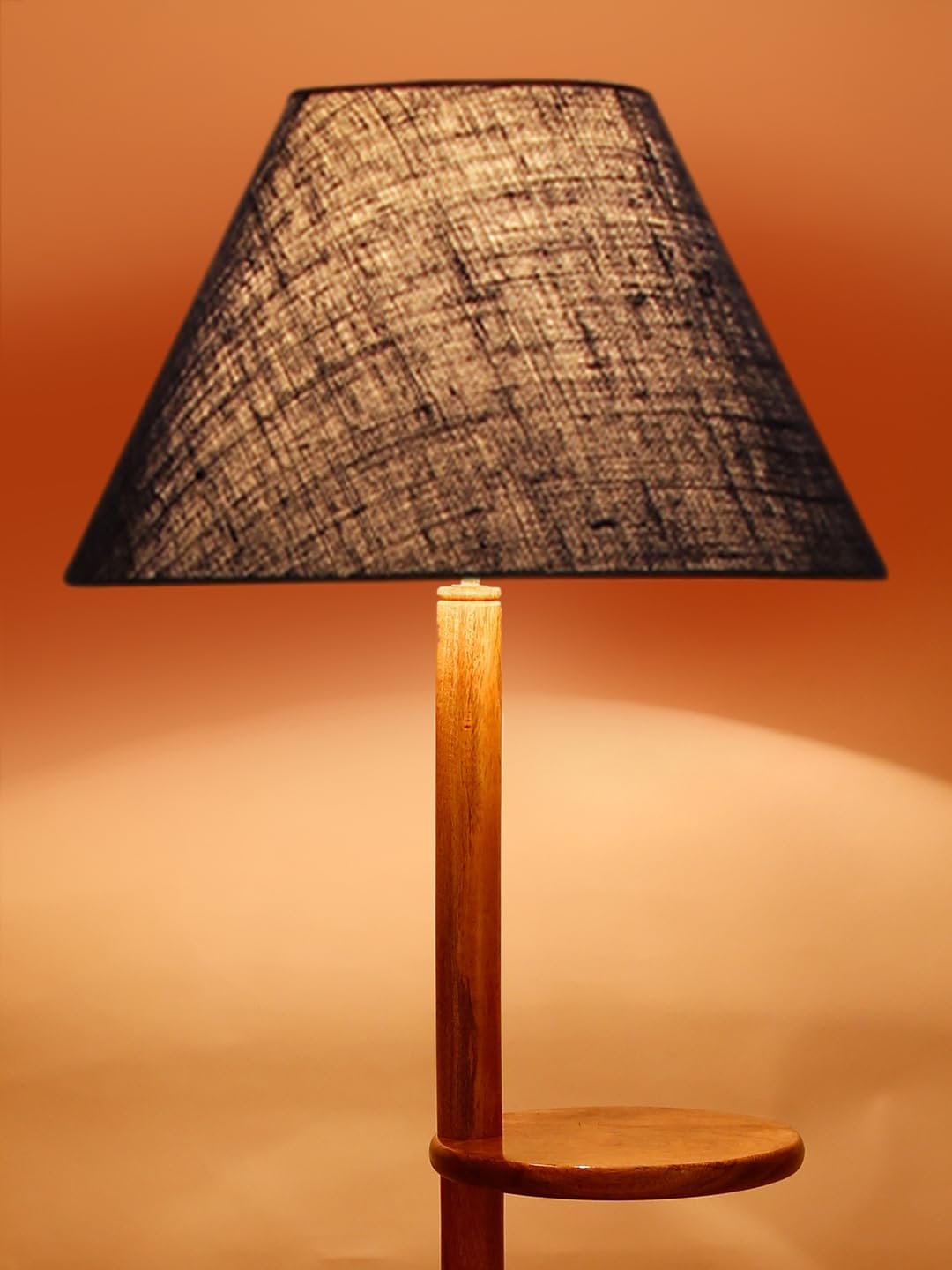 Blue Jute Wooden Floor Shelf Lamp -31-(14x55.75inches) -