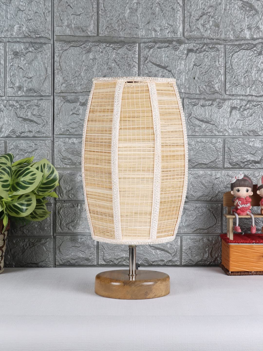 Wood Table lamp with Bamboo Shade(38)