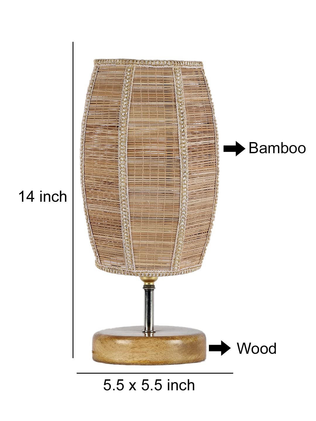 Wood Table lamp with Bamboo Shade(38)