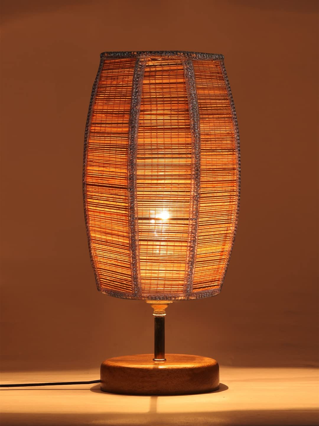Wood Table lamp with Bamboo Shade(38)