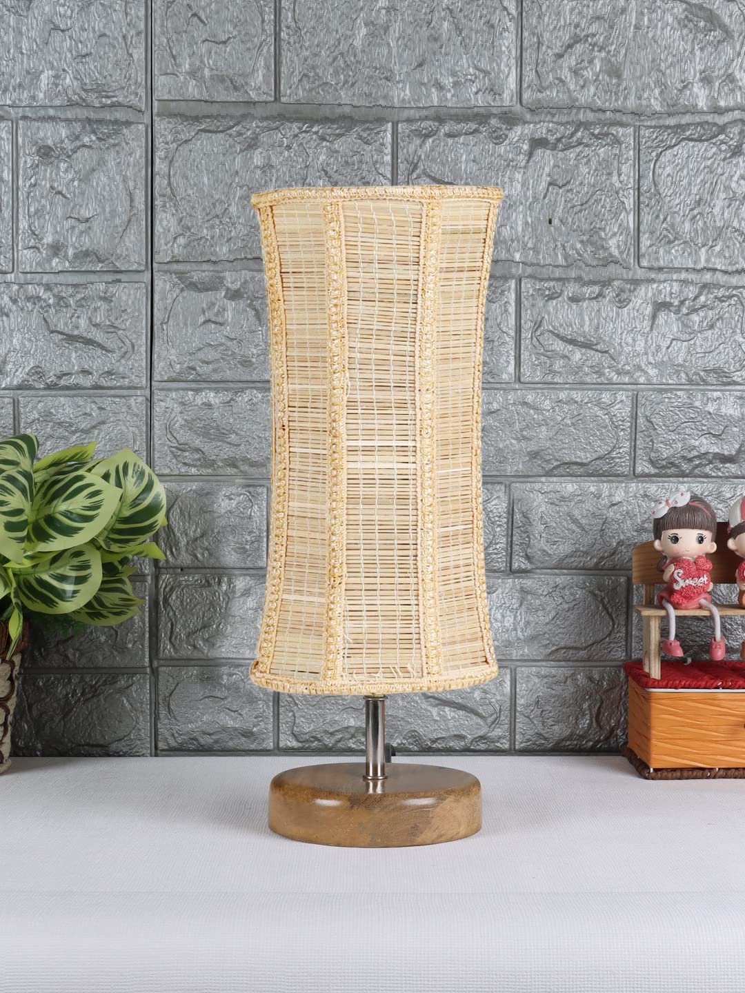 Wood Table lamp with Bamboo Shade(39)